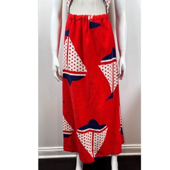 1960'S VINTAGE SAILBOAT CUTOUT MOD MAXI DRESS 6/8 - Picture 6 of 8